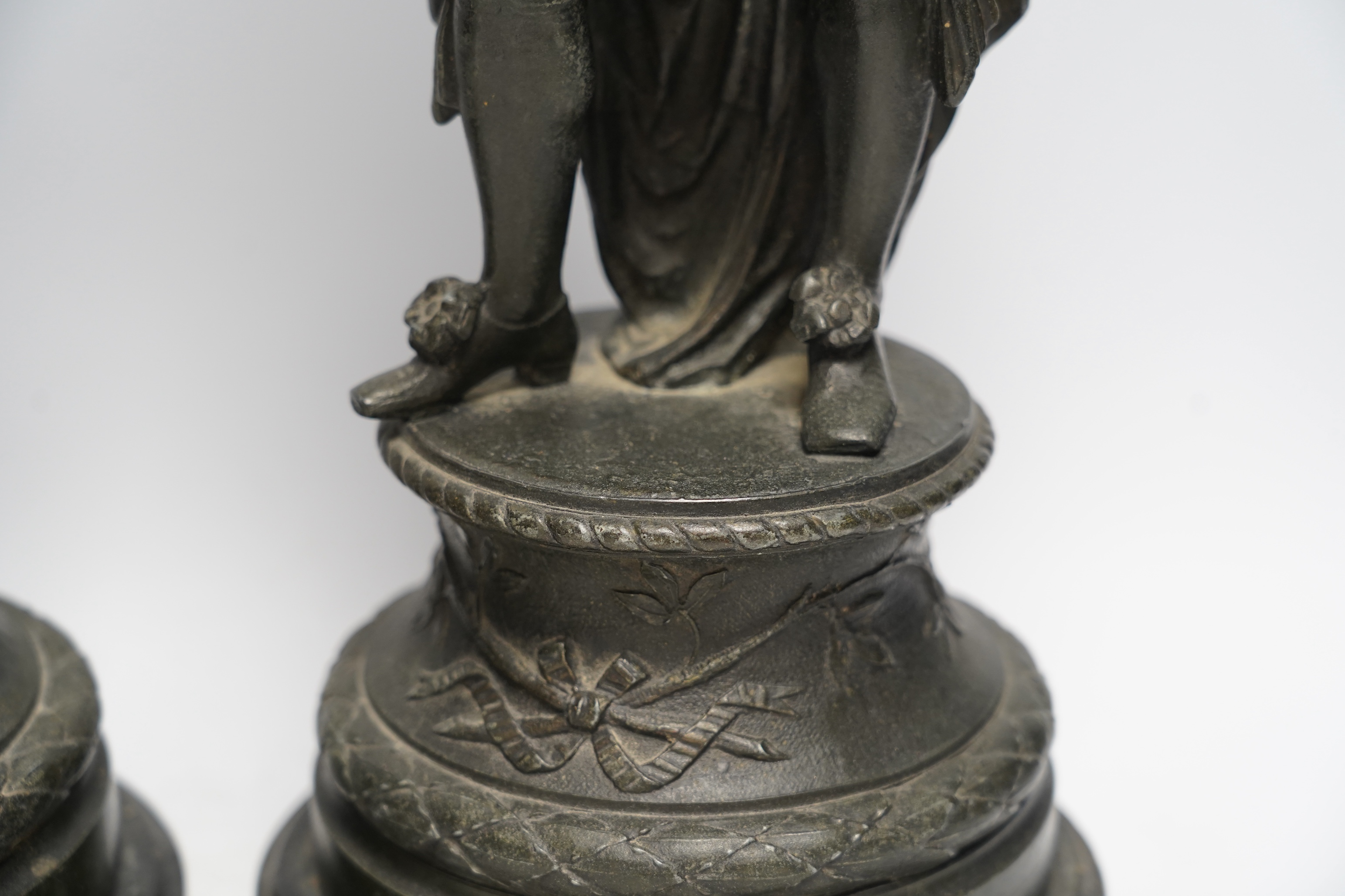 A pair of early 20th century spelter figures of cavaliers, 49cm